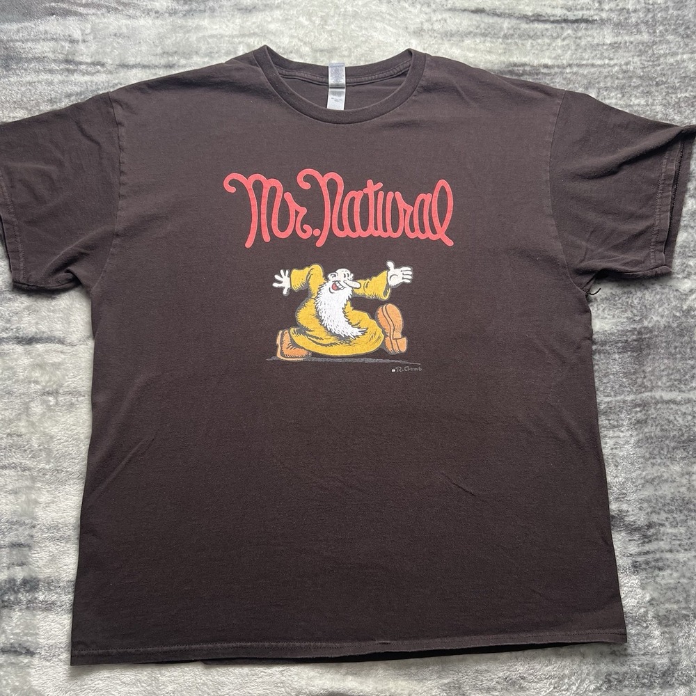 R. Crumb Mr. Natural Graphic Black T-Shirt XL Cotton Cartoon
